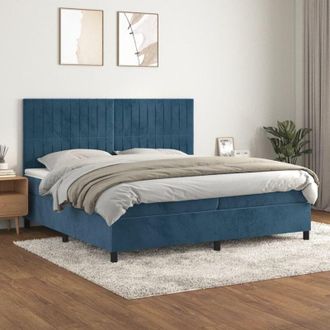 vidaXL Cama Box Spring Con Colch&oacute;n Terciopelo Azul Oscuro 200x200 Cm Vidaxl