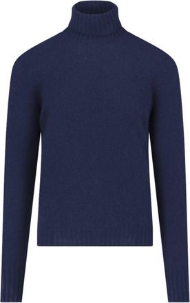Drumohr Turtleneck Sweater In Blue Cashmere Navy Tone