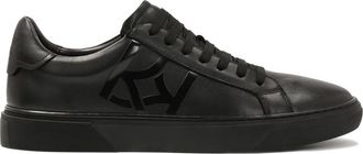 Kazar Zwarte sneakers met groot monogram - Heren - Sneakers - Zwart - 44 EU - Leer - Schoenen