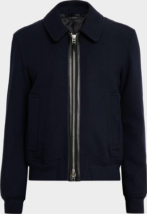 Tom Ford Mens Leather Trim Double-Face Twill Blouson