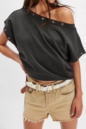 Free People Billie Off The Shoulder Tee In Black