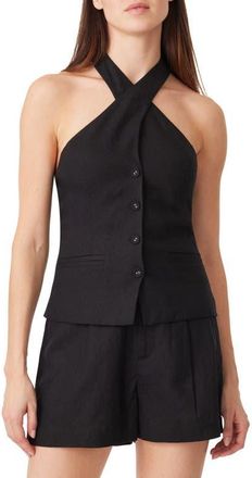 Habitual Linen Blend Halter Vest in Black at Nordstrom, Size X-Large