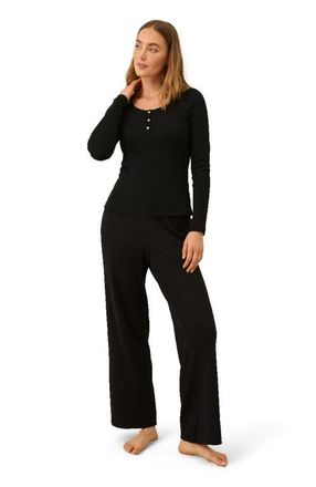 Pact Dream Rib Wide Leg Lounge Pant in Black at Nordstrom, Size Small