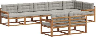 vidaXL Conjunto De Sof&aacute;s De Exterior 8 Uds. Natural Y Gris Claro Vidaxl