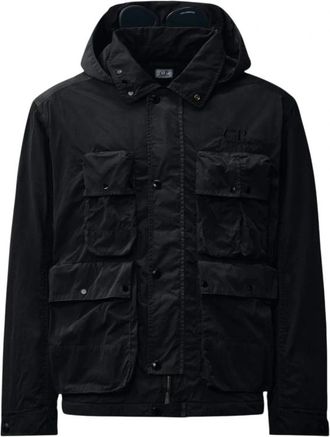 C.P. Company Heavy Chrome-R Goggle Jacket - Heren - Zomerjassen - Zwart - 2XL - Katoen - Jassen