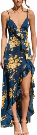 Dress Forum Silky Floral Maxi Dress In Navy Multi