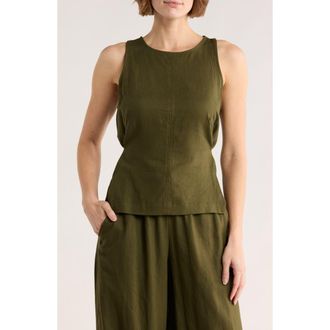Max Studio Tie Back Tank in Olive at Nordstrom Rack, Size X-Large