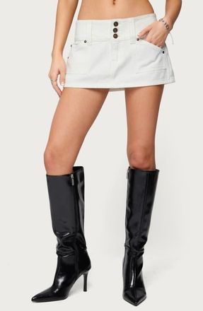 Edikted McKinley Denim Miniskirt in White at Nordstrom, Size X-Large