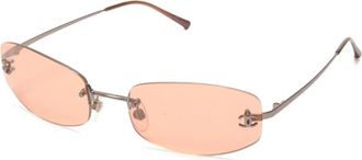 Chanel Occhiali da sole con montatura a giorno e logo anni 2000 - Rosa