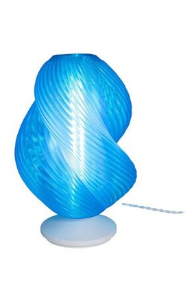 Jonathan Y Designs Gema 13.5 Mid-Century Coastal Plant-Based PLA 3D Printed Dimmable LED Table Lamp in Clear Blue/white at Nordstrom