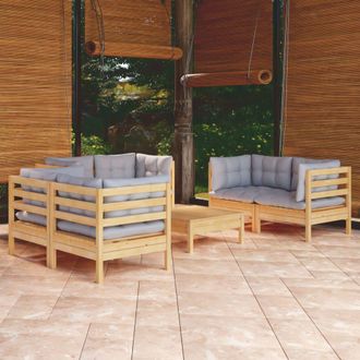 vidaXL 7pcs Garden Lounge Set Con Almohada Gris Kidglass - 299008
