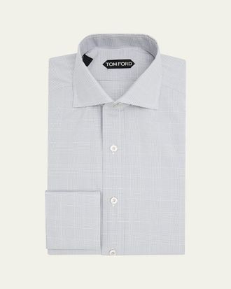 Tom Ford Mens Cotton Fine-Check Dress Shirt