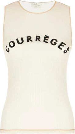 Courr&egrave;ges Illusion Tulle Top - Dames - Tops zonder mouwen - Beige - S - Tule - Tops