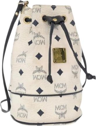 MCM Pre-owned Bucket Bags, female, White, Size: ONE SIZE Pre-owned Bucket Bag