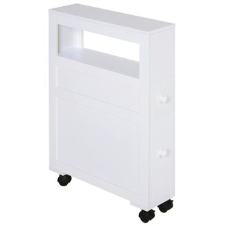 OEM Mueble De Ba&ntilde;o 2 Cajones Ahorra Espacio Con 4 Ruedas 16x52x71,5 Cm Blanco