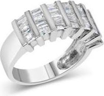 House of Brilliance Silver 1.0 Ctw Baguette Cut Diamond Vertical Channel Fluted Multi-Row Ring at Nordstrom, Size 7.25