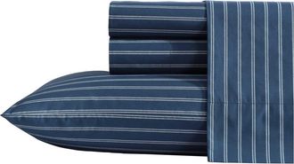 Nautica Richmond Stripe 200 Thread Count Cotton Percale Sheet Set in Captains Blue at Nordstrom Rack, Size Twin X-Long