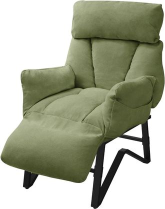 ML Design Sill&oacute;n de relax reclinable verde ajustable tapizado funda de lino
