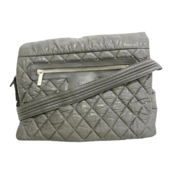 Chanel Pre-owned Cross Body Bags, female, Gray, Size: ONE SIZE Pre-owned Vintage Nylon Shoulder Bag