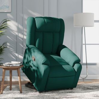 vidaXL Sill&oacute;n Reclinable Elevable Tela Verde Oscuro Vidaxl
