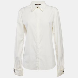 Roberto Cavalli Cream Cotton Long Sleeve Shirt