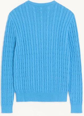 Valentino Maglia girocollo a trecce Valentino in cotone con VLogo sul petto Uomo AZZURRO XL