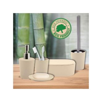 Spirella Spirella - Set De 5 Accesorios De Ba&ntilde;o En Fibra De Bamb&uacute; Takeo Sand
