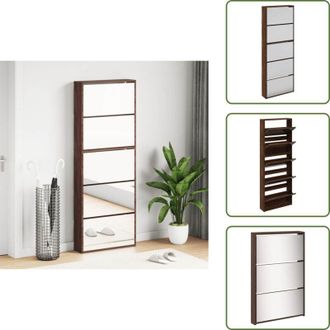 vidaXL Scarpiera per soggiorno - vidaXL Scarpiera con Specchio a 5 Livelli Rovere Marrone 63x17x169,5cm - Scarpiera per camera da letto