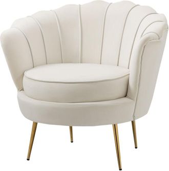 HOMCOM Poltrona Design Vintage Poltroncina Rétro da Camera in Velluto Crema