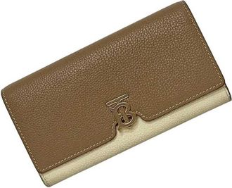 Burberry Beige Brown Leather Long Wallet (Bi-Fold) (Pre-Owned)