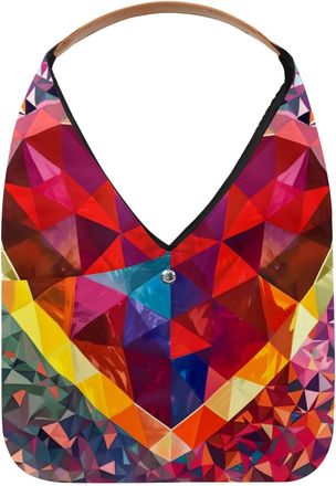 Generic Color Geometry Love Heart Reusable Lightweight Grocery Bags - Foldable Into Compact Pouch, Washable & Sturdy, Multipurpose for Shopping and Travel