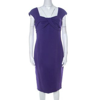 Escada Purple Crepe Pleated Bodice Detail Sleeveless Danicara Dress