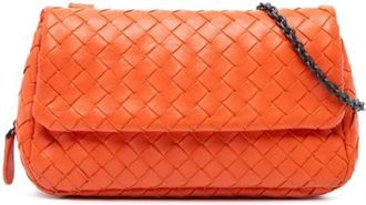 Bottega Veneta Pre-owned Cross Body Bags, female, Orange, Size: ONE SIZE Pre-owned Leather Shoulder Bag