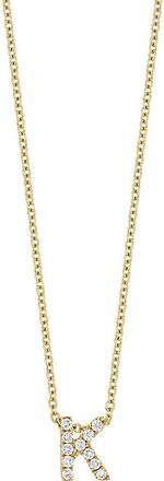 Bony Levy 18k Gold Pav&eacute; Diamond Initial Pendant Necklace in 18K Yellow Gold - K at Nordstrom, Size 18 In
