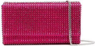 Amina Muaddi Paloma crystal-embellished clutch bag - women - Fabric/glass - One Size - Pink