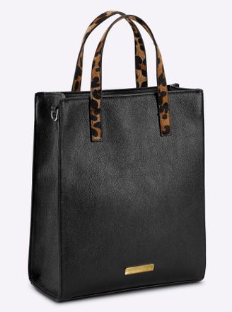 Heine Umh&auml;ngetasche HEINE, Damen, Gr. B/H/T: 25cm x 30cm x 10cm, schwarz, Viskosemischung, animal-print, gemustert, unifarben, Taschen Umh&auml;ngetasche