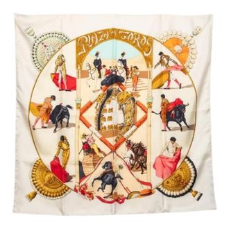 Herm&egrave;s Pre-owned Scarves, female, Multicolor, Size: ONE SIZE Pre-owned Plaza de Toros Silk Scarf