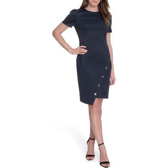 Tommy Hilfiger Short Sleeve Scuba Sheath Dress in Sky Capt at Nordstrom Rack, Size 2