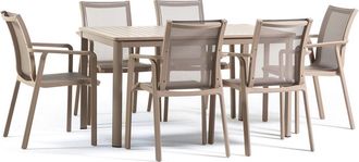 Siediti Fuori e Dentro Set comedor en resina 6 plazas con mesa y sillas barro