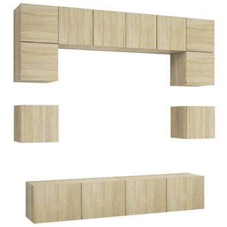 Berkfield Home 8 Piece TV Cabinet Set Sonoma Oak Engineered Wood in Brown