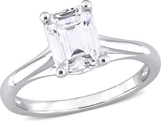 Mimi & Max 1 3/4ct DEW Emerald Cut Created Moissanite Solitaire Ring 10k White Gold