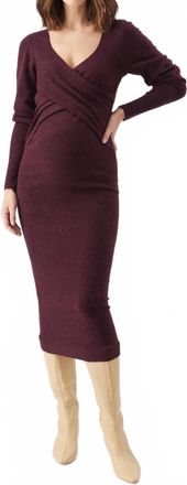 Ripe Heidi Nursing Knit Dress In Burgundy