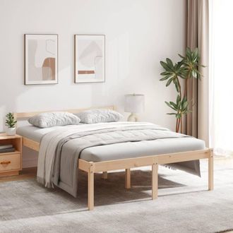 vidaXL Cama Senior Sin Colch&oacute;n Madera Maciza De Pino 140x190 Cm Vidaxl