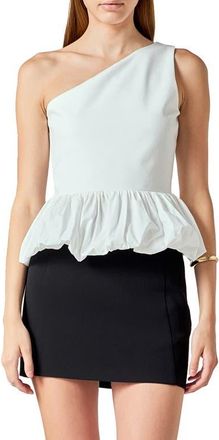 endless rose Asymmetric Bubble Hem Top in White at Nordstrom, Size X-Small