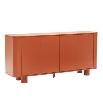 Oviala Aparador escandinavo de 4 puertas, 160 cm de largo, terracota