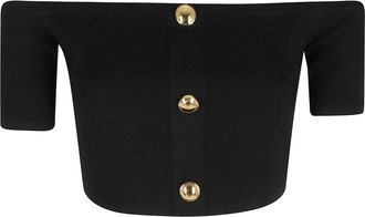 Elisabetta Franchi Top van gebreide stof - Dames - Blouses - Zwart - M - Overhemden