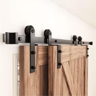 OEM Sistema Interior De Puerta Corredera De 230 Cm/7,5 Pies Con Riel De Derivaci&oacute;n, Riel De Puertas Interiores Doble, F&aacute;cil De Instalar, Forma De J