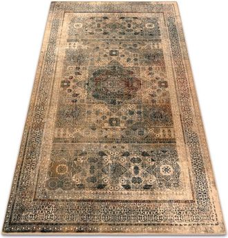 RugsX Rugsx - Wool carpet omega mamluk Rosette vintage cream beige 135x200 cm