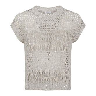 PESERICO Peserico, Round-neck Knitwear, female, Beige, Size: M Round-neck Knitwear