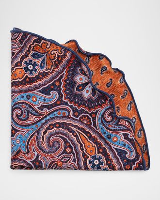Edward Armah Men & apos;s Reversible Paisley Silk Pocket Circle